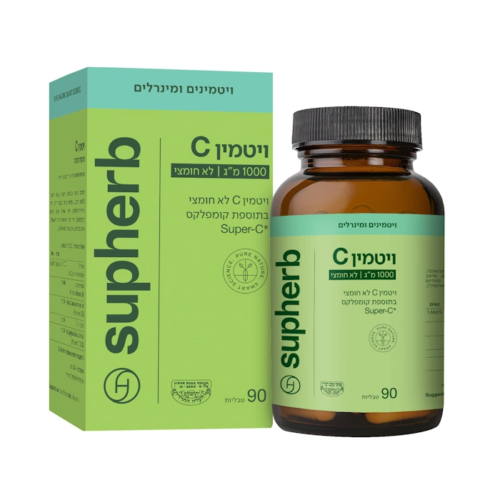 SupHerb Vitamin C 1000mg 90 Cap לא חומצי